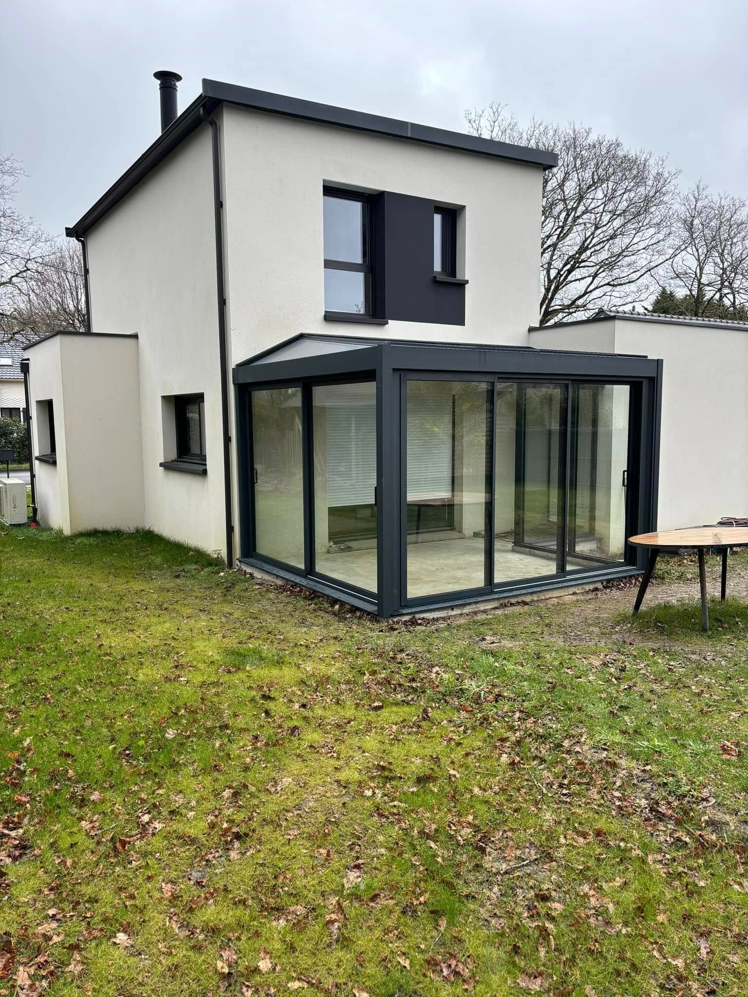 Véranda d'angle aluminium anthracite